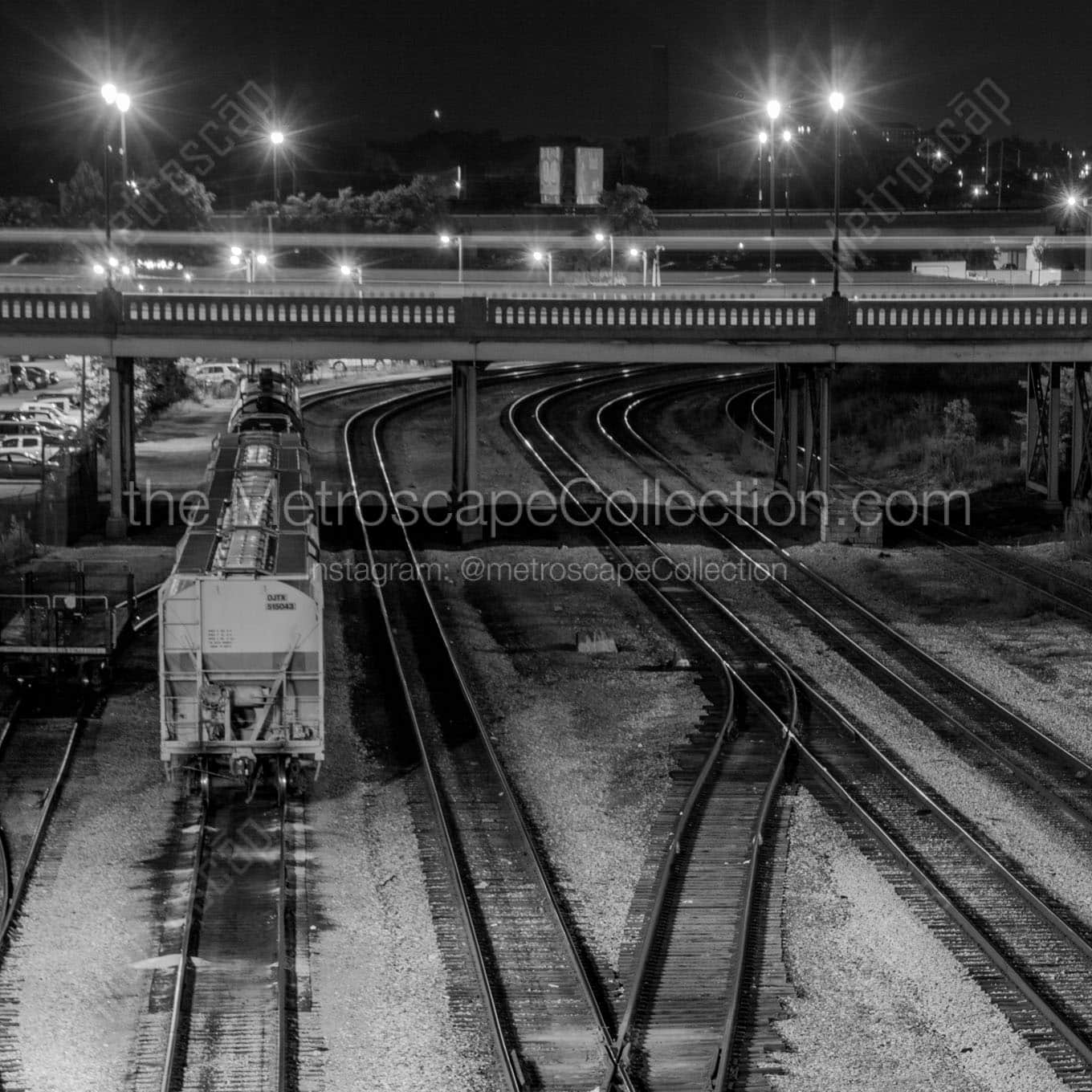 railroad tracks under broadway downtown nashville Black & White Office Art