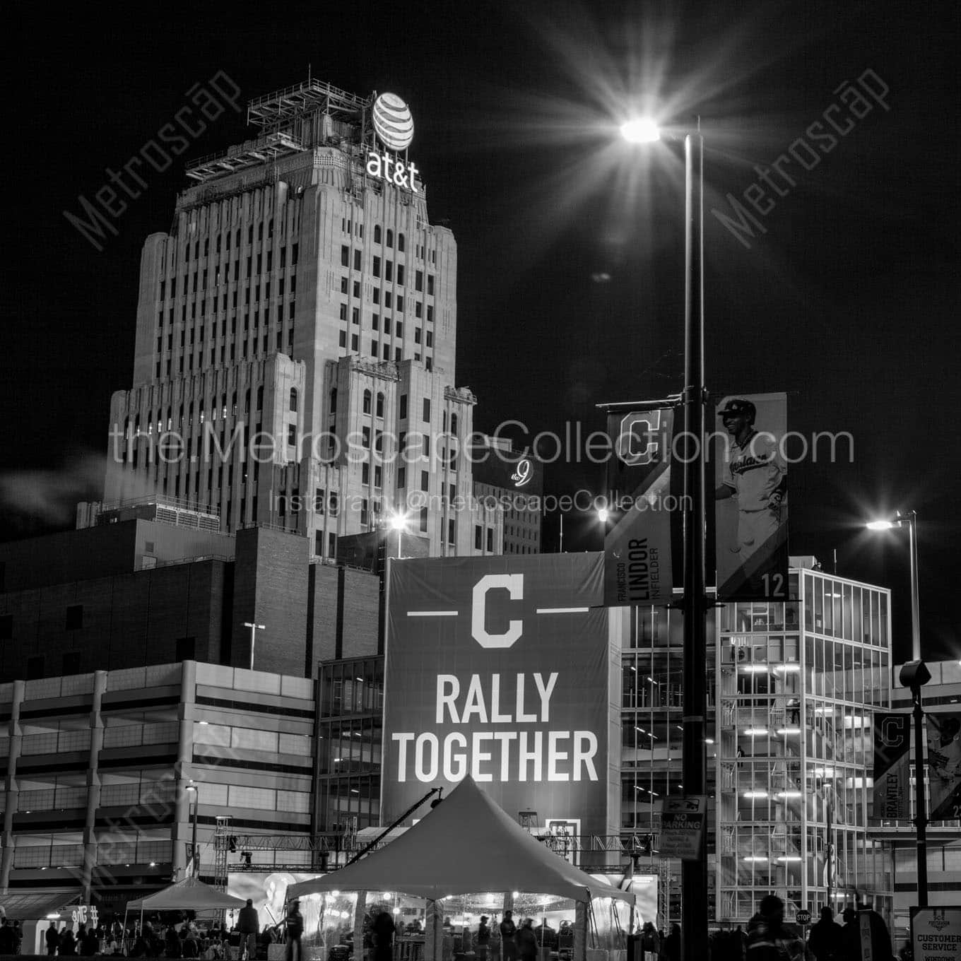 rally together banner downtown cleveland Black & White Office Art