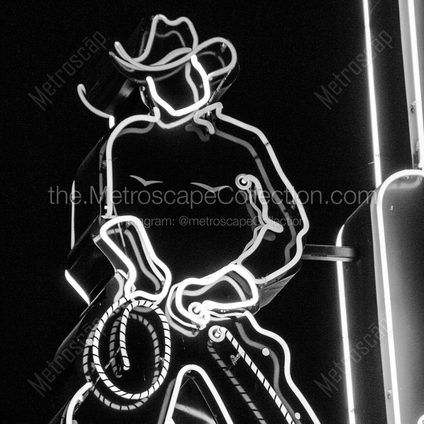 ranch hand neon sign Black & White Wall Art