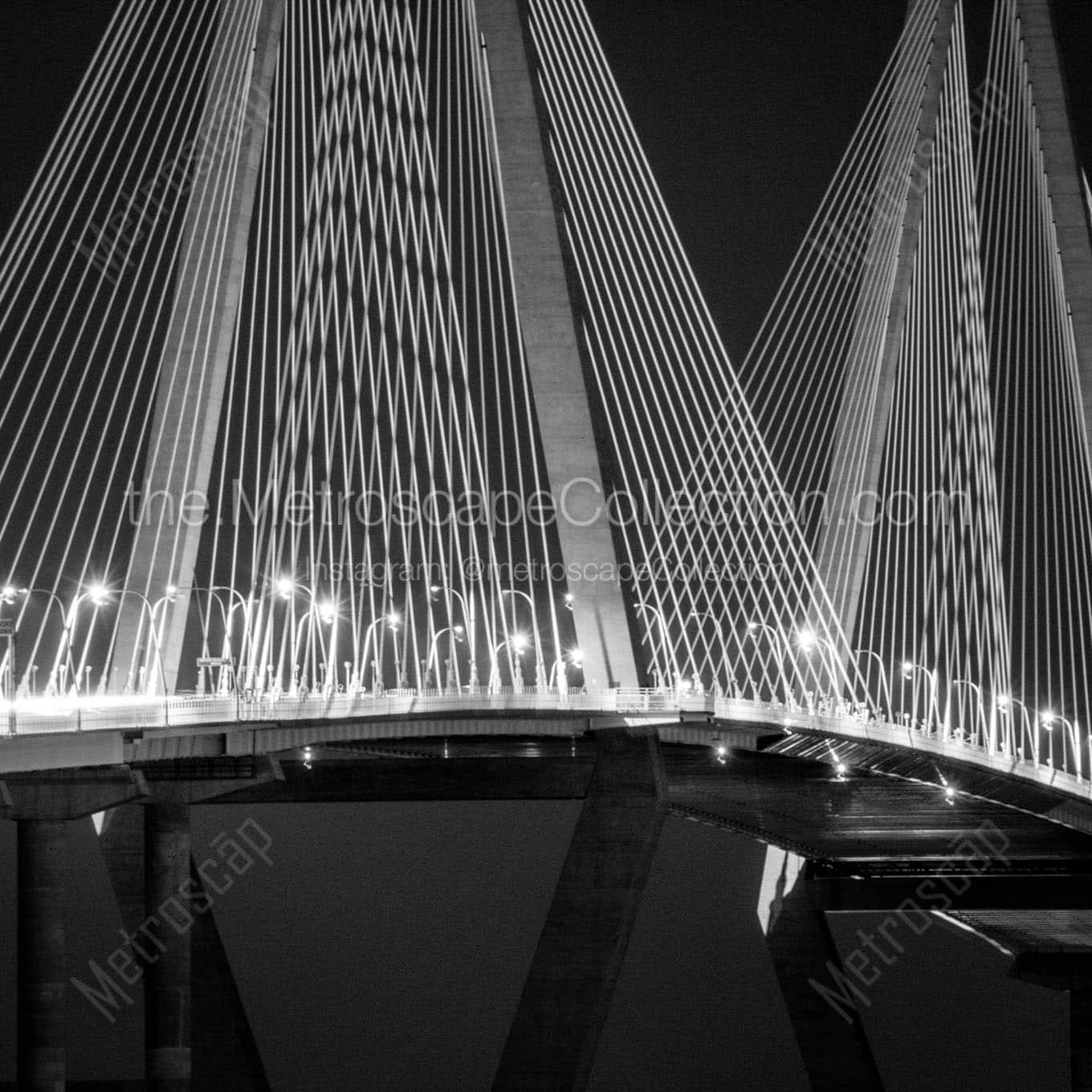 ravenel bridge night south carolina Black & White Office Art