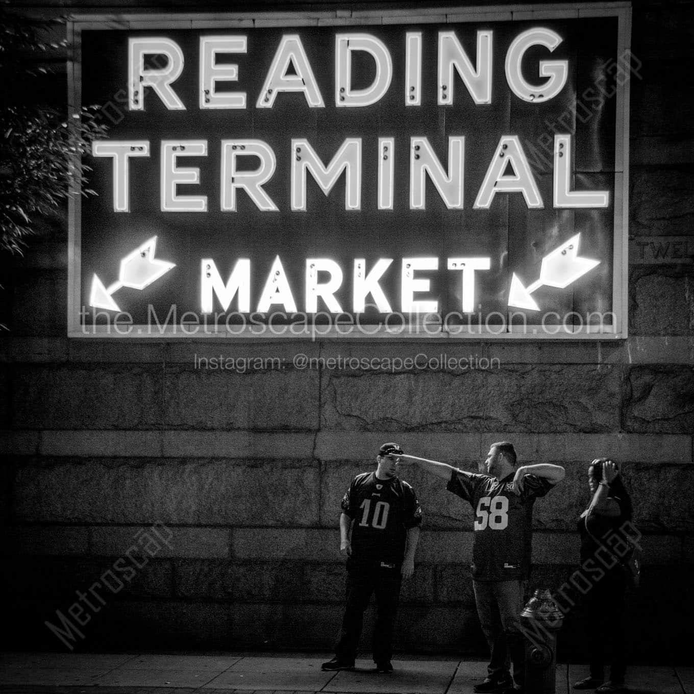 reading terminal market at night Black & White Office Art