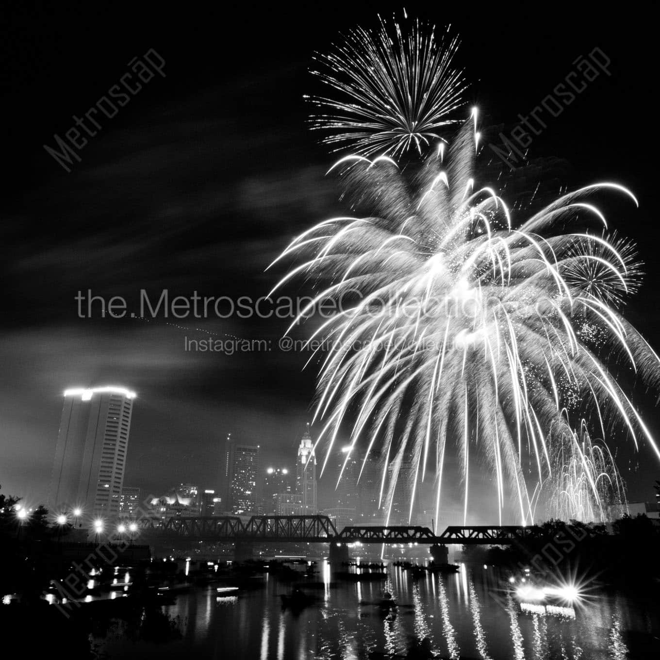 red white boom fireworks 2011 Black & White Office Art