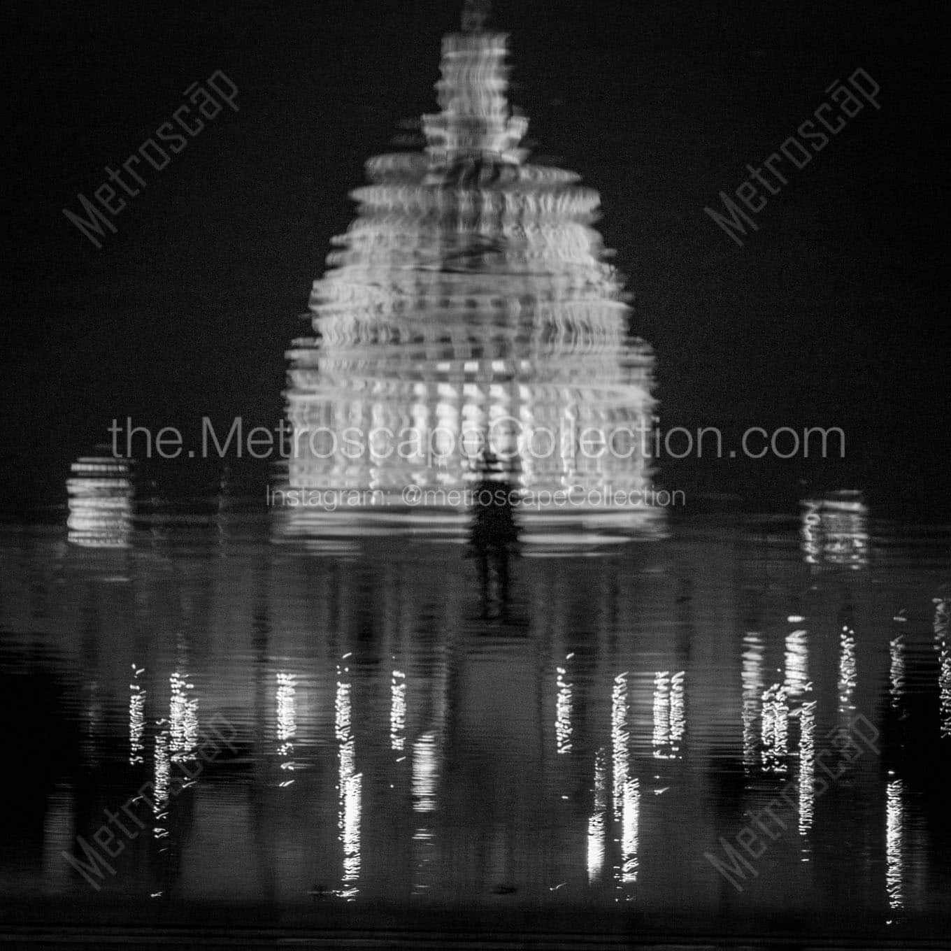 reflection of us capitol dome Black & White Office Art