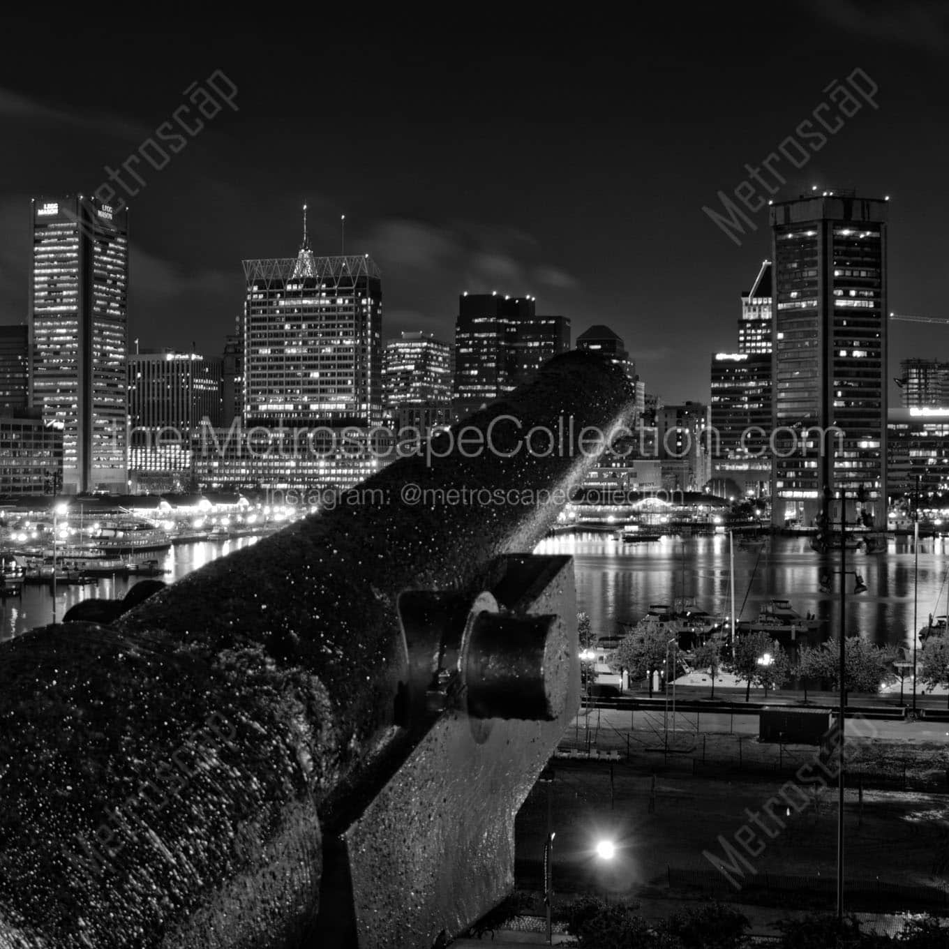 revolutionary war cannon federal hill Black & White Office Art