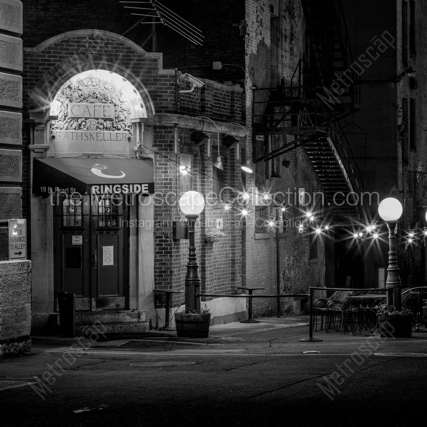 ringside cafe at night Black & White Office Art