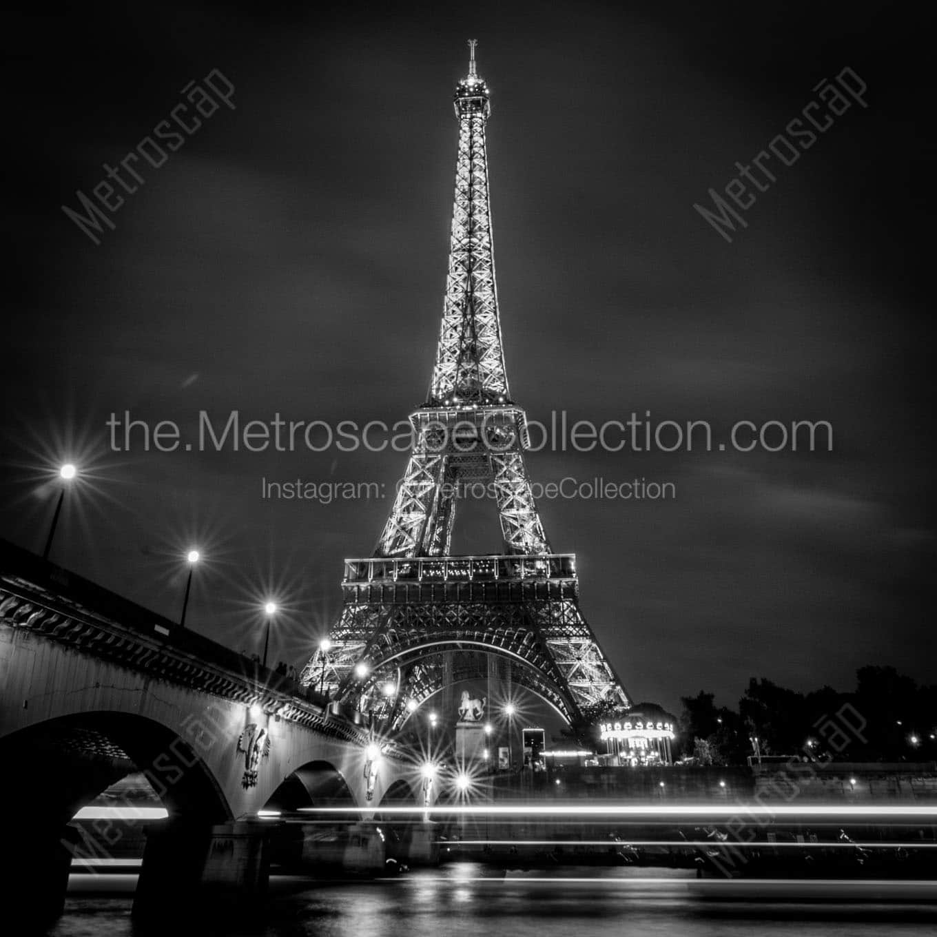 river seine and eiffel tower Black & White Office Art