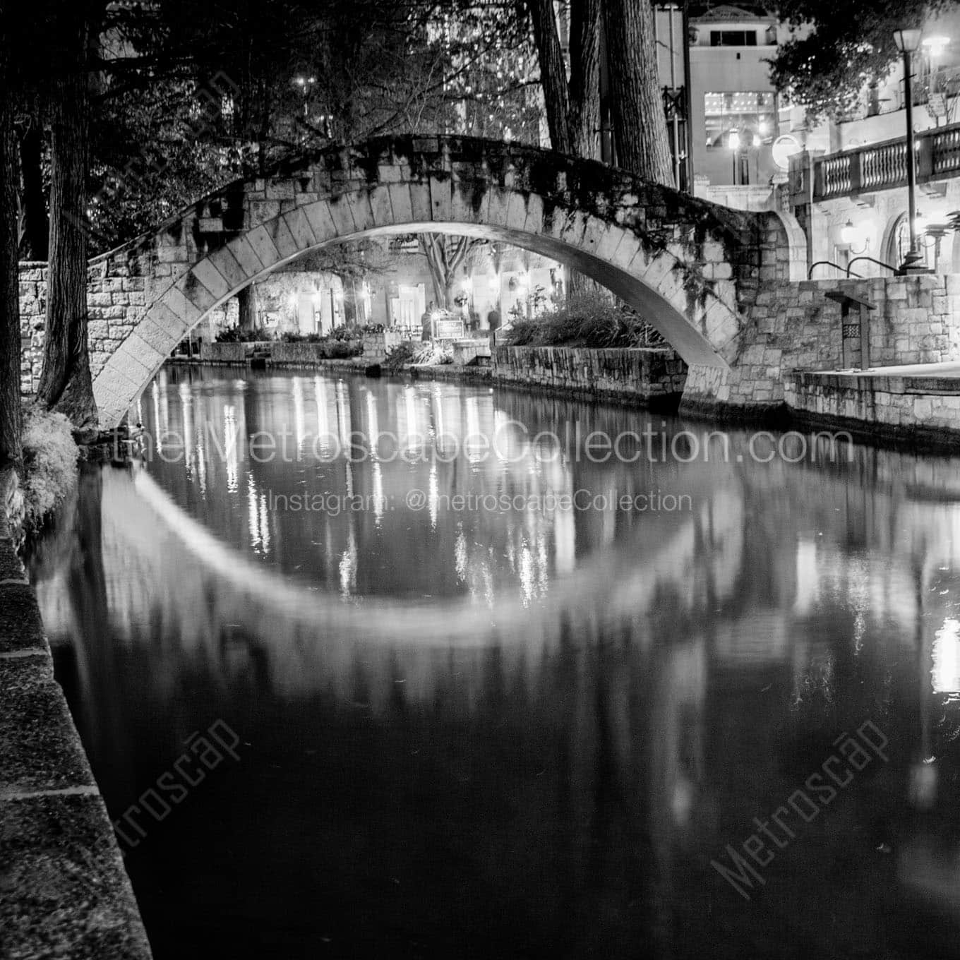 river walk at night Black & White Office Art