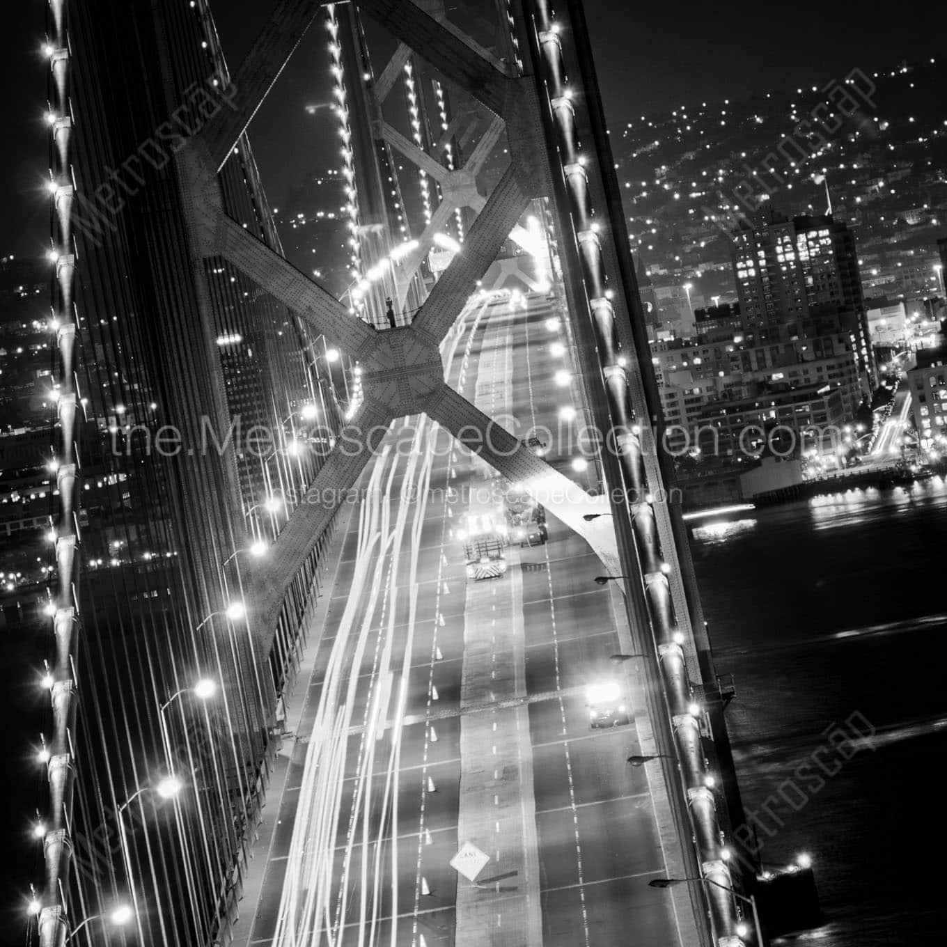 road work sf bay bridge Black & White Office Art