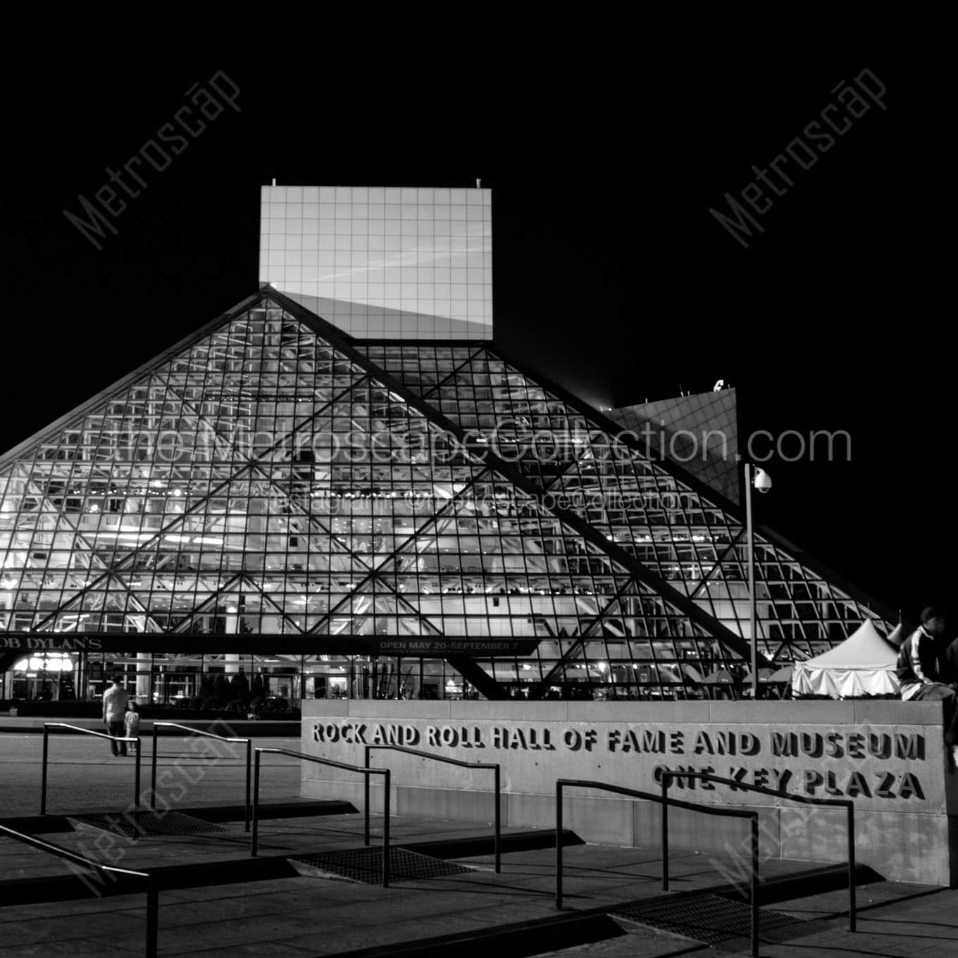 rock and roll hall of fame at night Black & White Office Art
