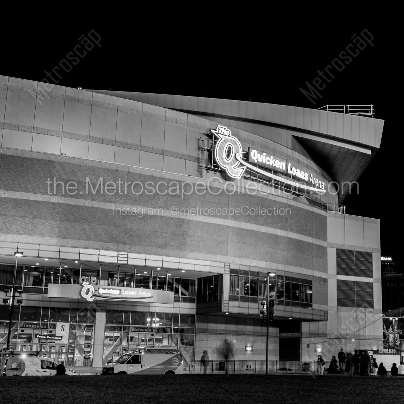 rocket mortgage field house at night Black & White Office Art