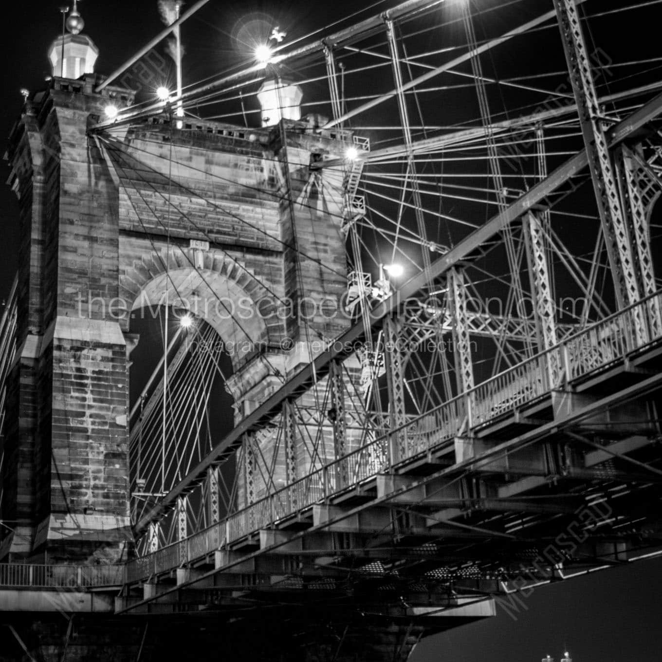 roebling bridge at night Black & White Office Art