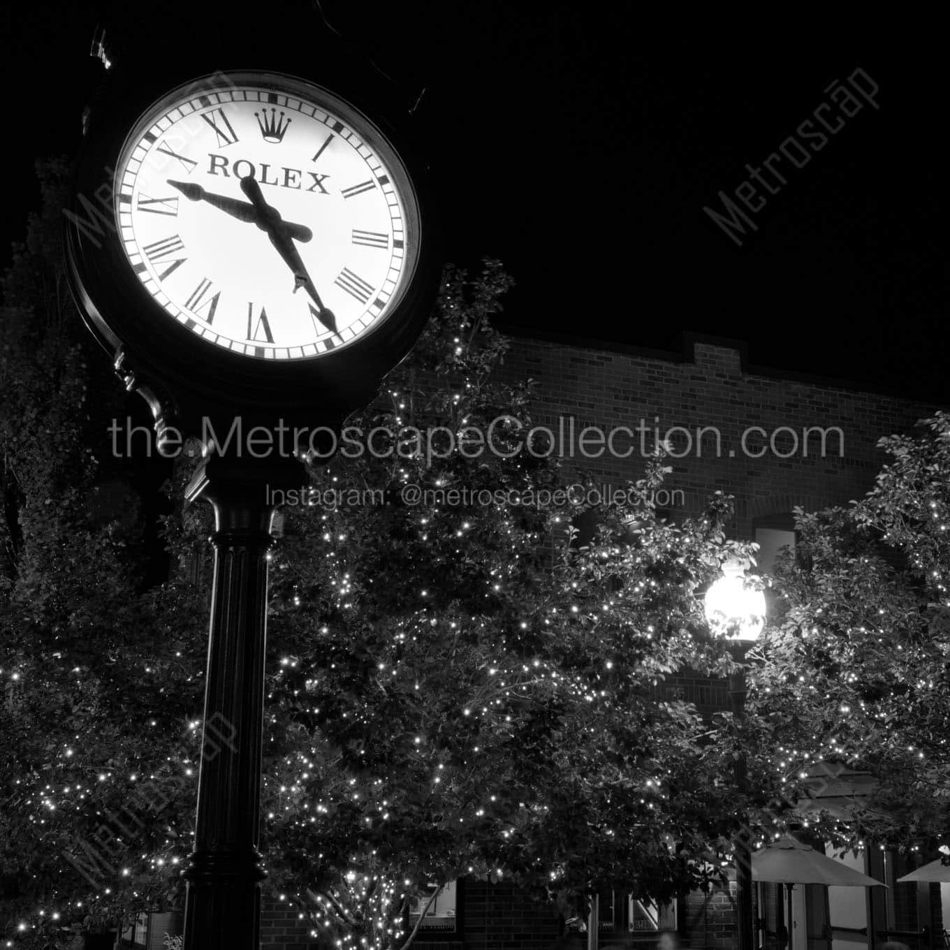rolex clock on main street Black & White Office Art