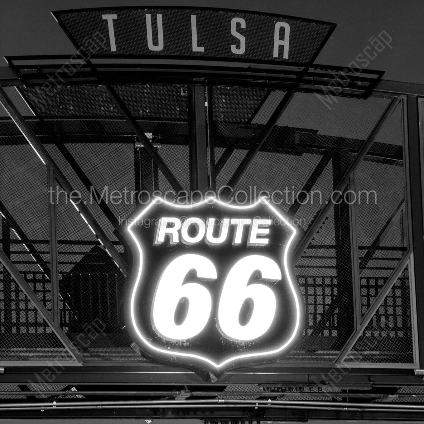 route 66 bridge tulsa oklahoma Black & White Wall Art