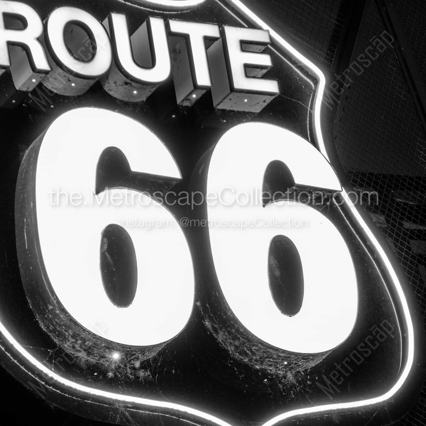 route 66 sign tulsa oklahoma Black & White Wall Art