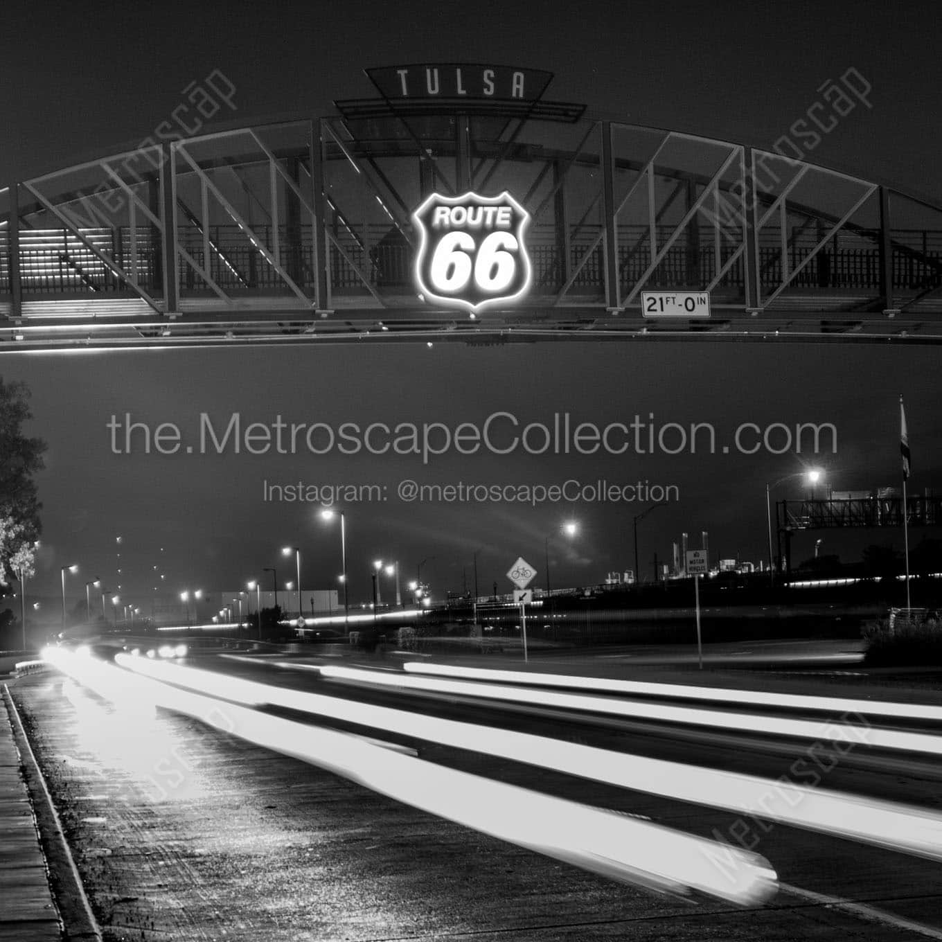 route 66 through tulsa oklahoma Black & White Office Art