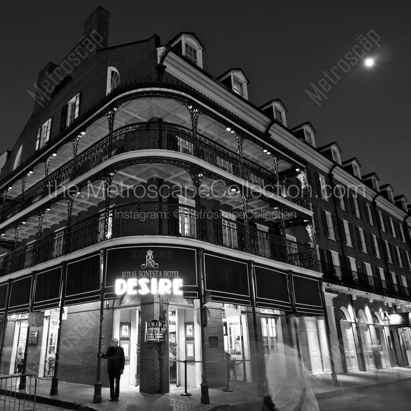 royal sonesta desire hotel at night Black & White Office Art