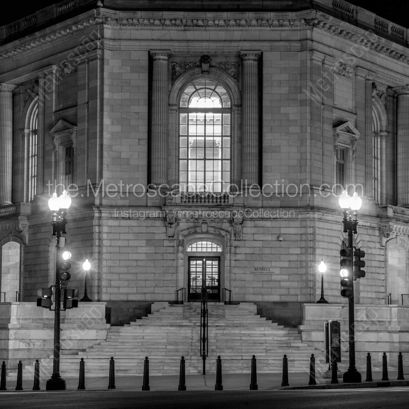 russell senate office building at night Black & White Office Art