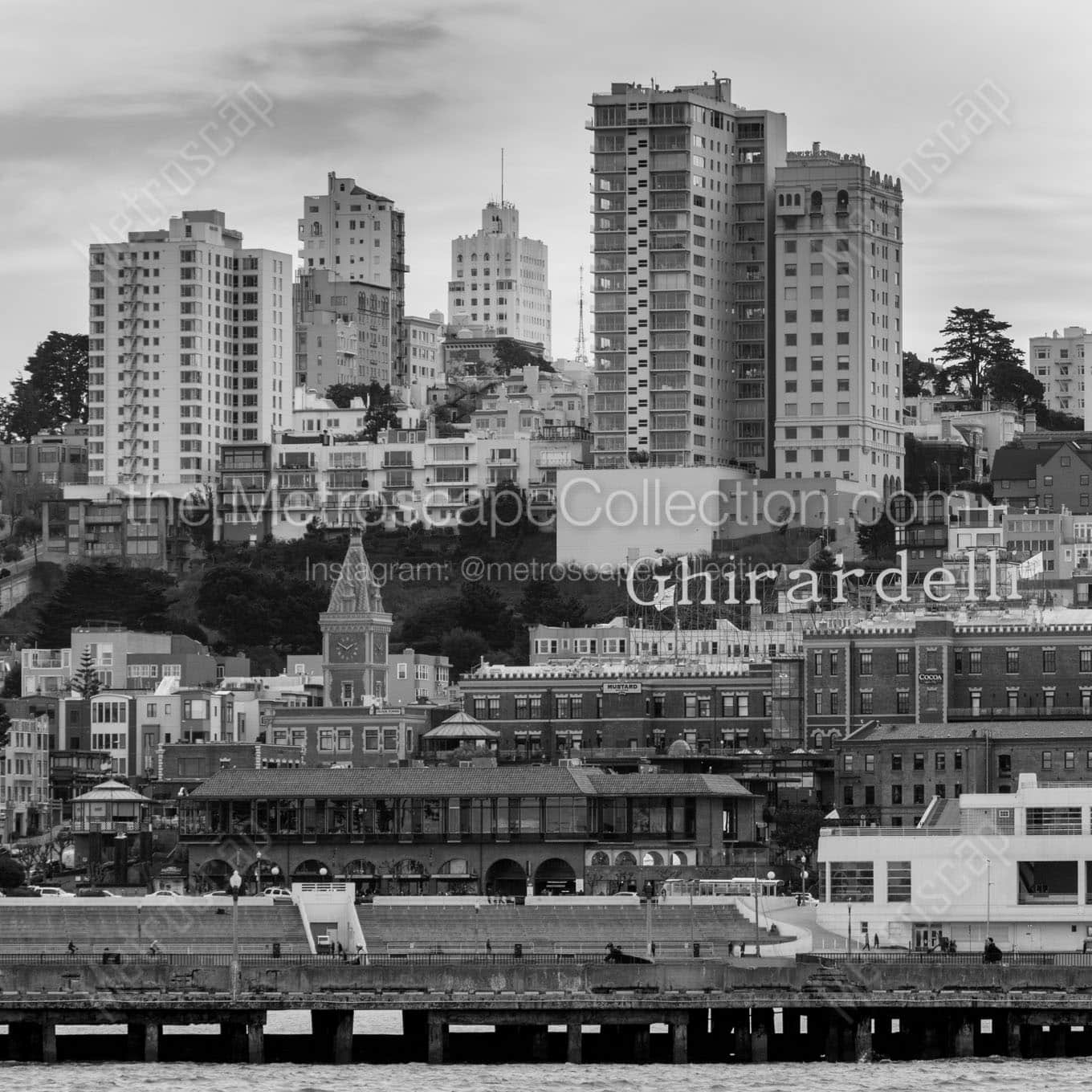 russian hill san francisco Black & White Office Art