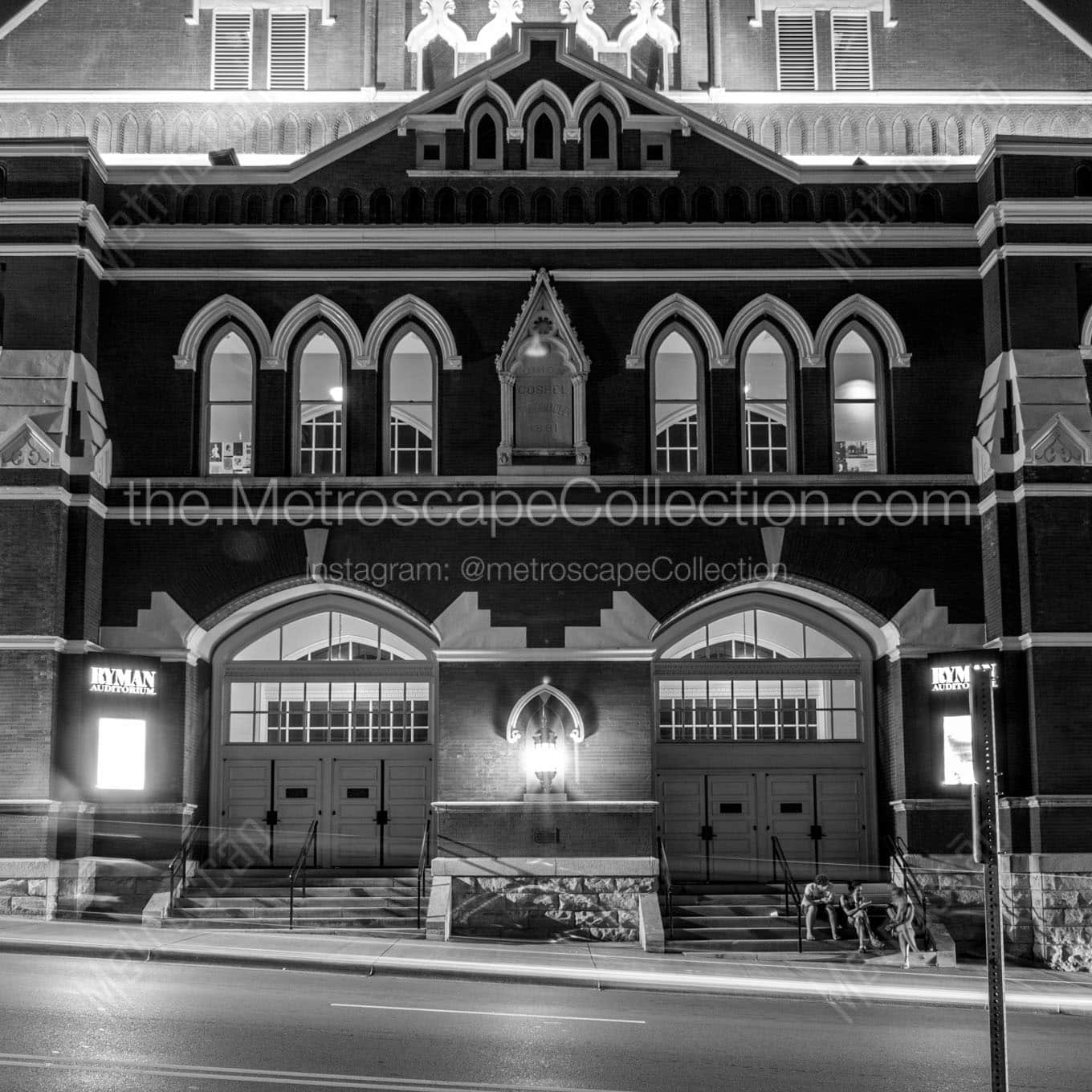 ryman auditorium at night Black & White Office Art