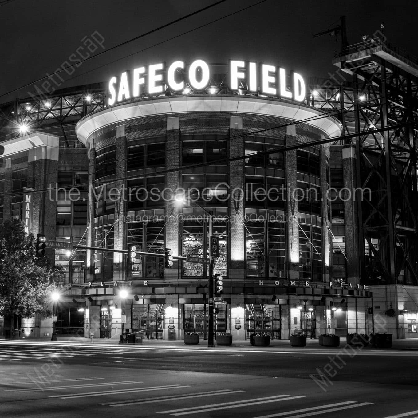 safeco field at night Black & White Office Art