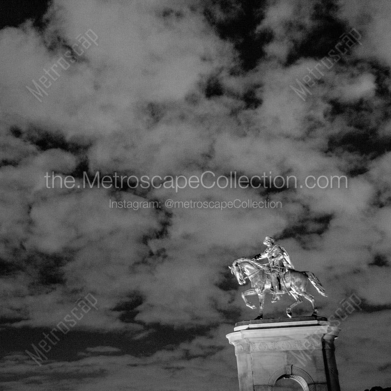 sam houston statue hermann park Black & White Wall Art