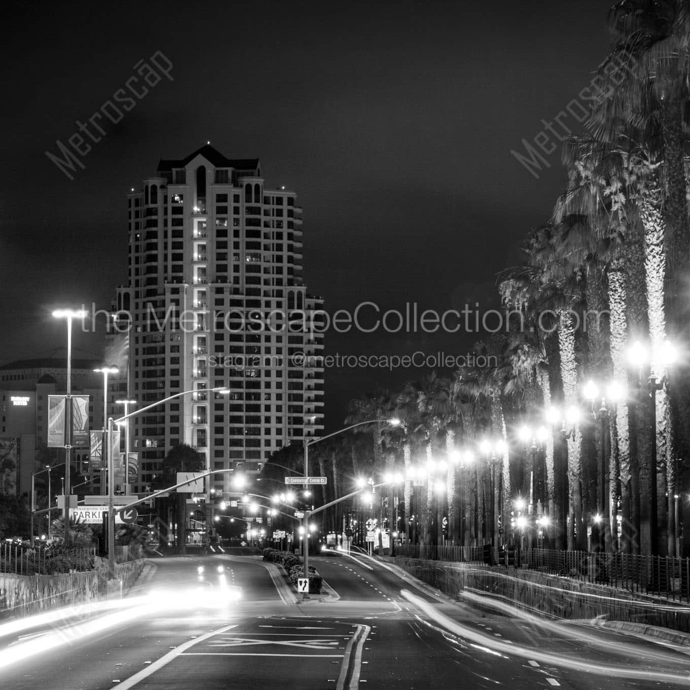 san diego harbor drive at night Black & White Office Art