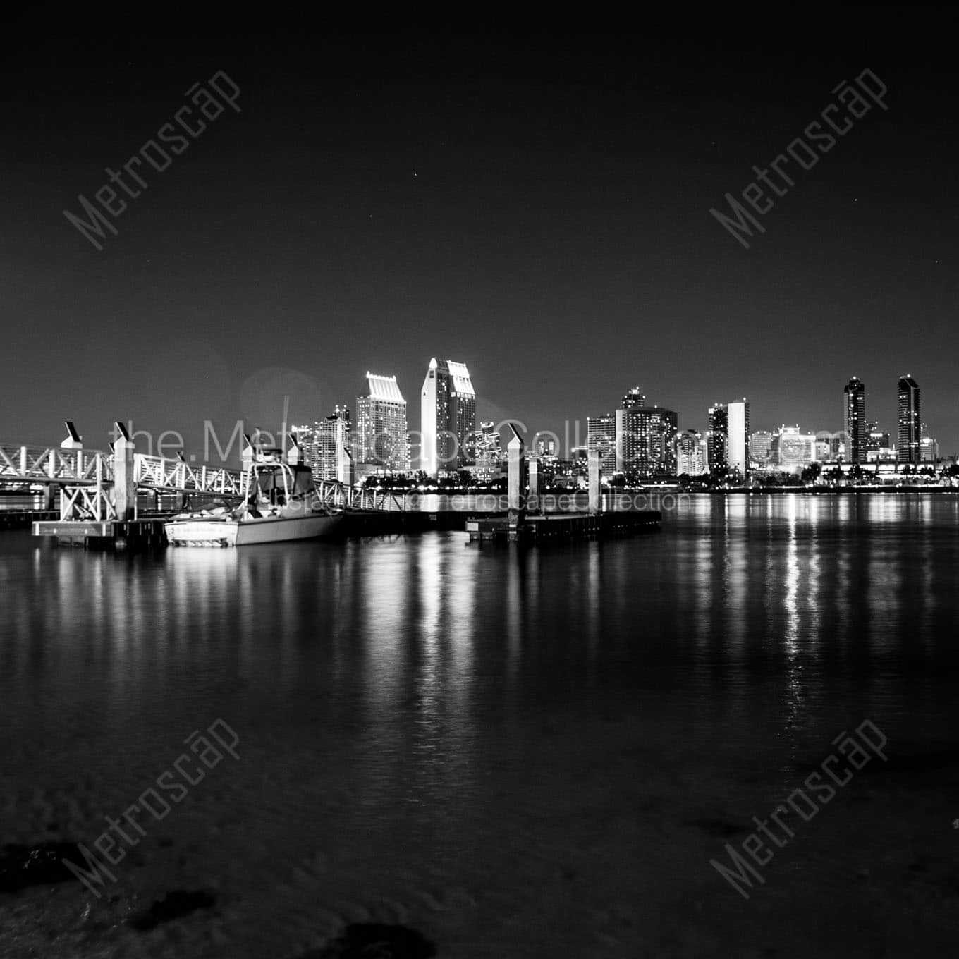 san diego skyline from coronado ferry Black & White Office Art
