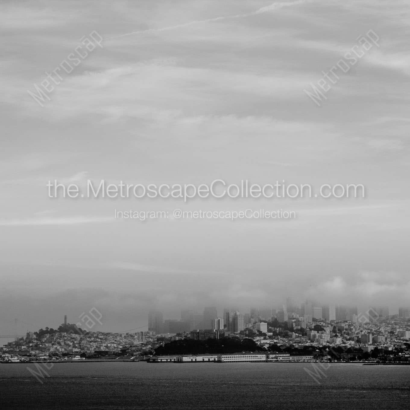 san francisco afternoon fog Black & White Office Art