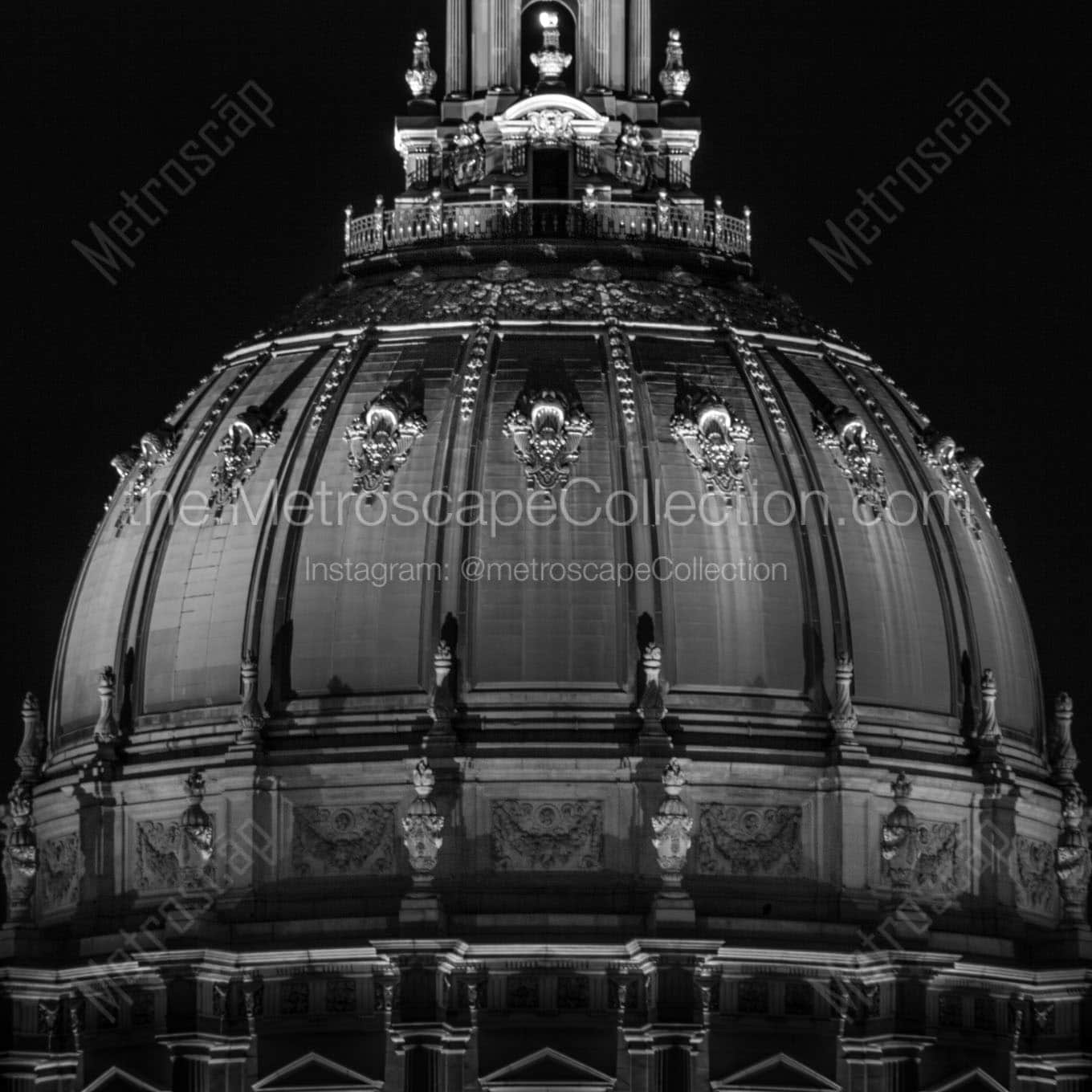 san francisco city hall rotunda night Black & White Office Art