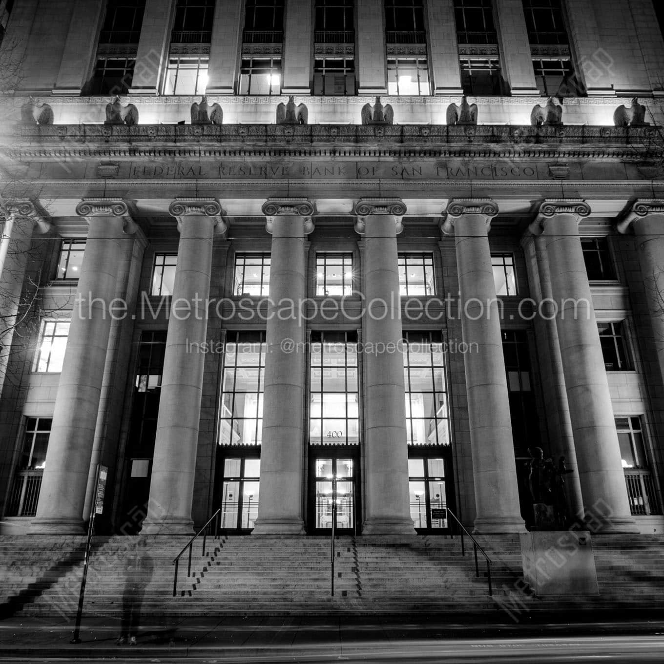 san francisco federal reserve building night Black & White Office Art