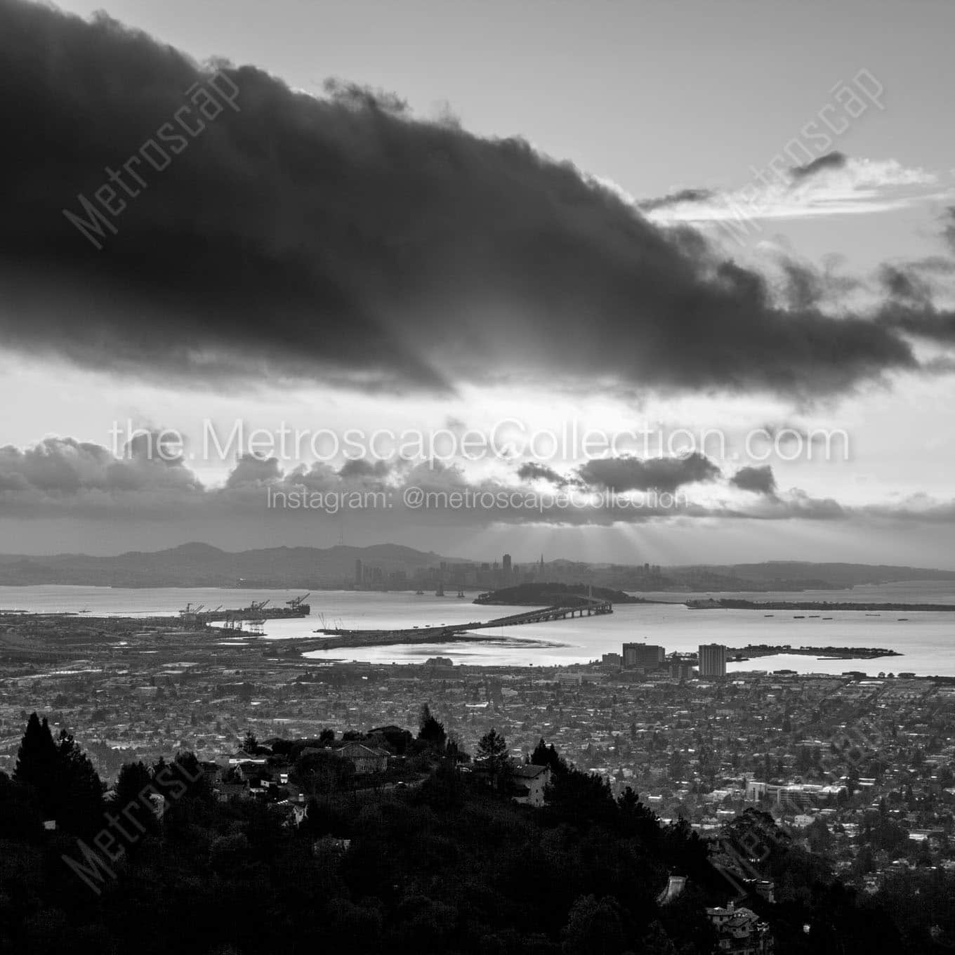 san francisco oakland grizzly peak Black & White Office Art