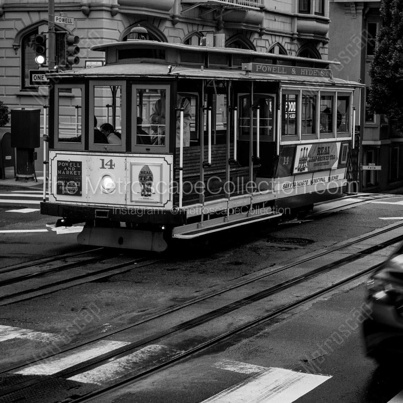 san francisco trolly car powell california Black & White Office Art