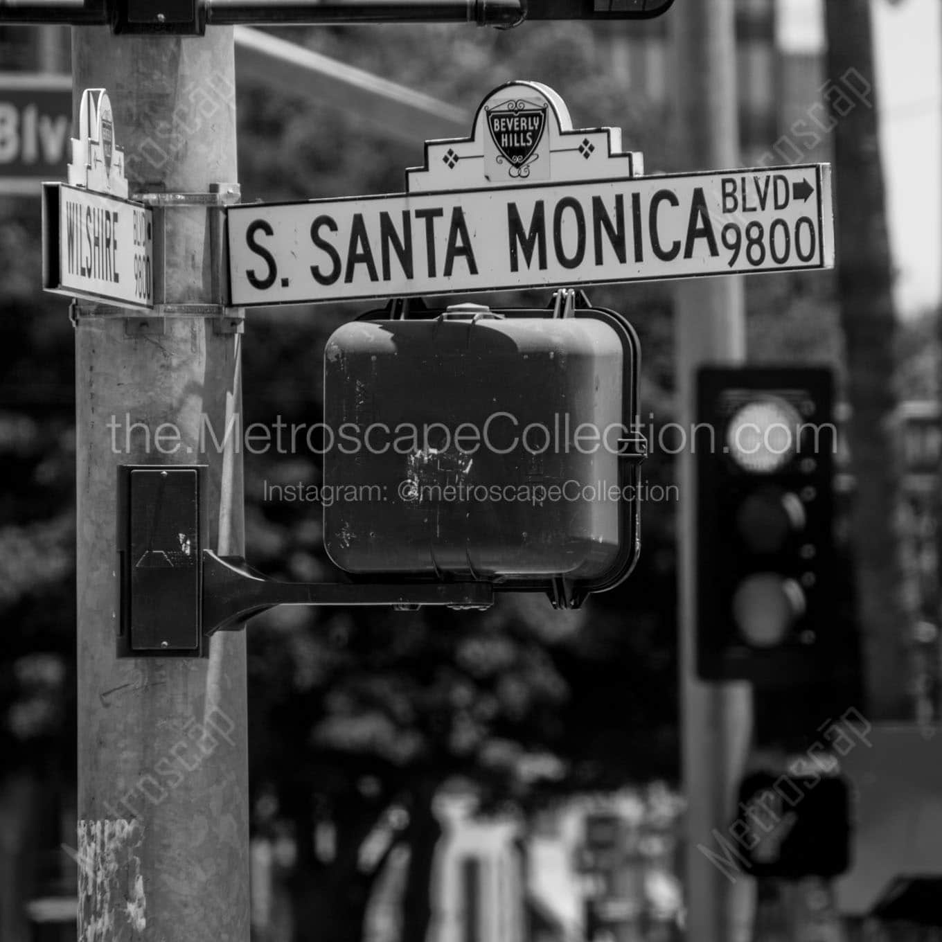 santa monica boulevard street sign Black & White Office Art