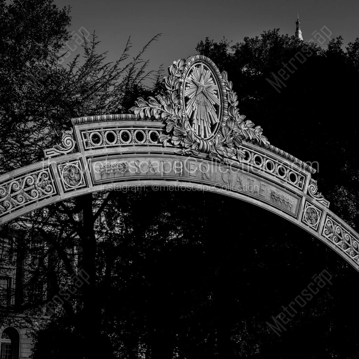 sather gate uc berkeley campus Black & White Office Art