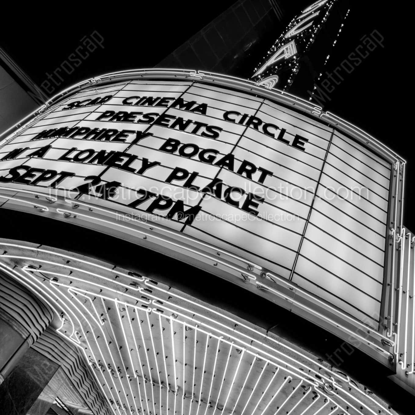 scad theater marquee Black & White Office Art