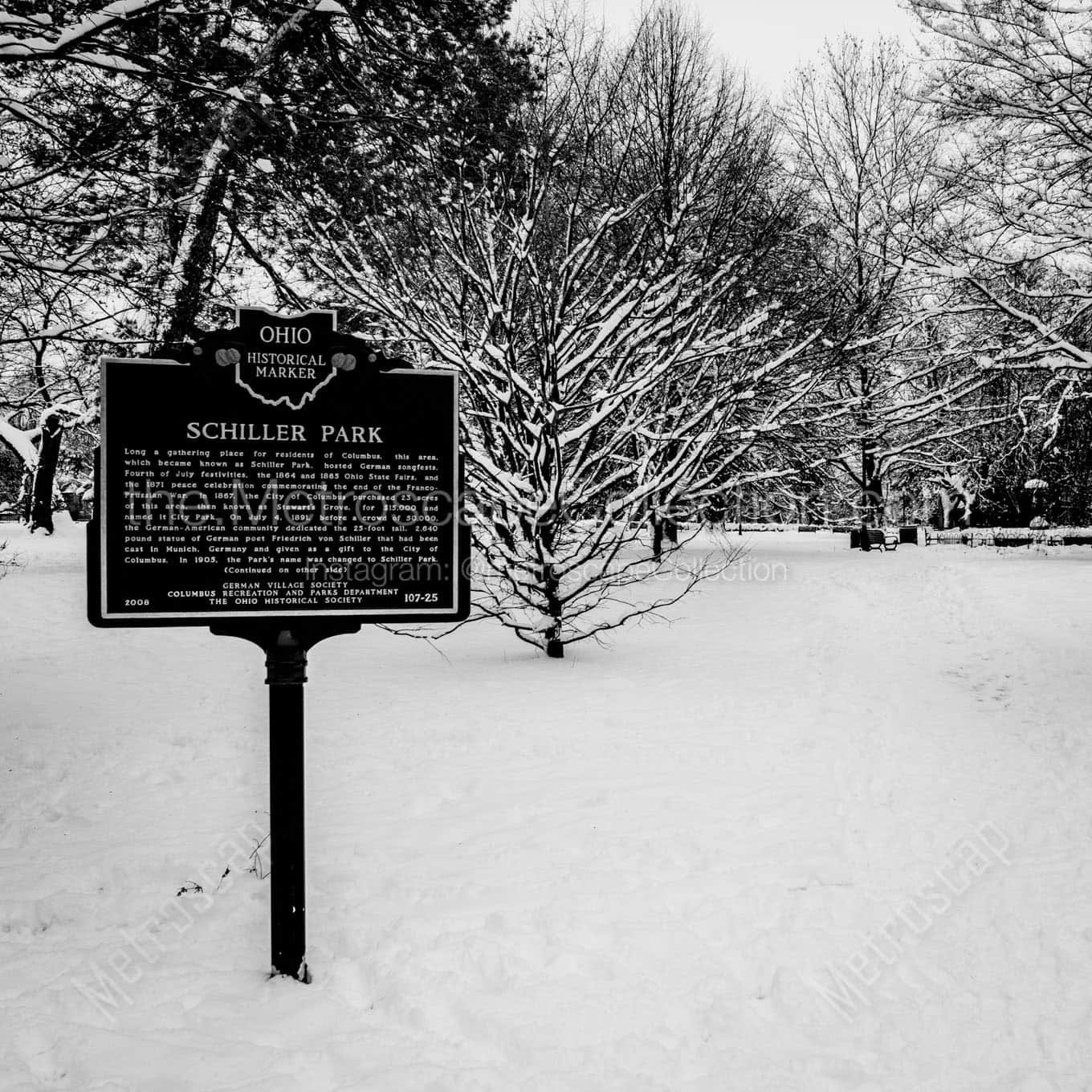 schiller park historical marker Black & White Office Art