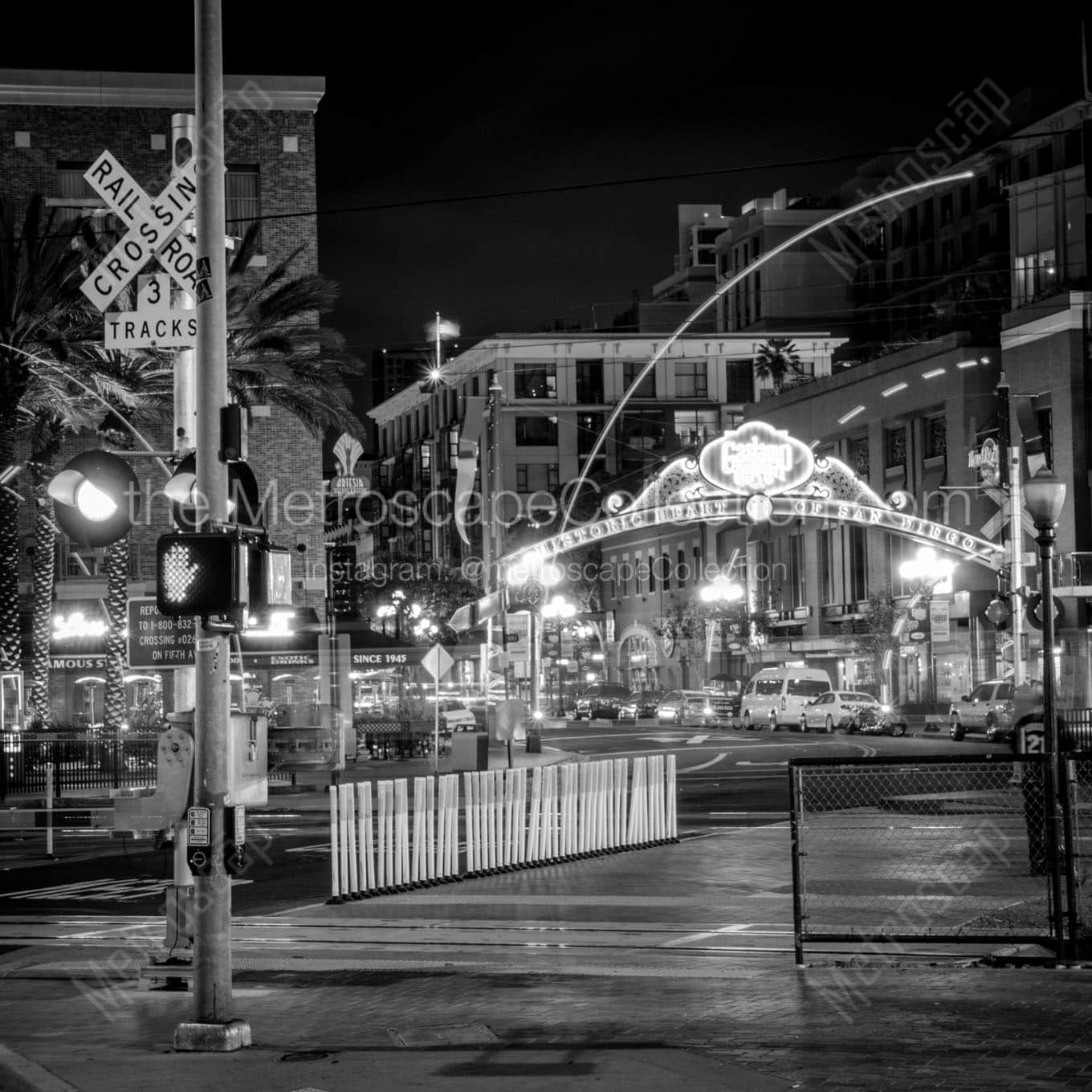 sdlr crossing gaslamp quarter Black & White Office Art