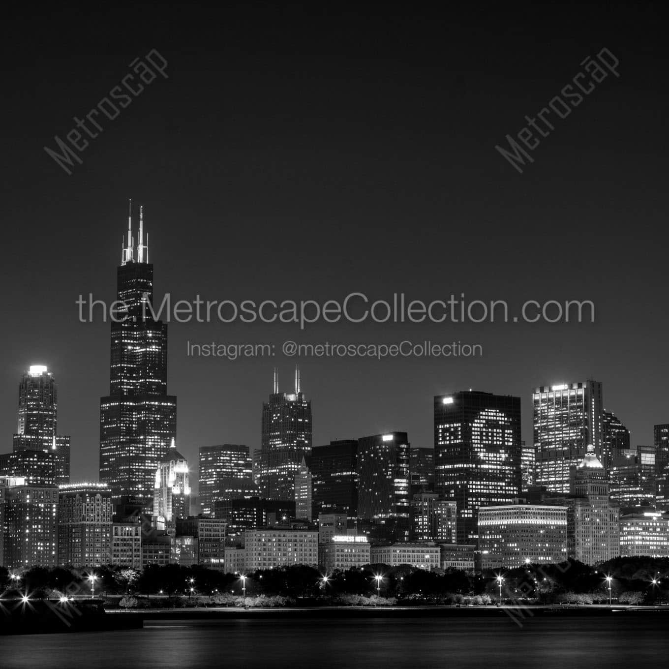 sears tower go cubs chicago skyline Black & White Office Art