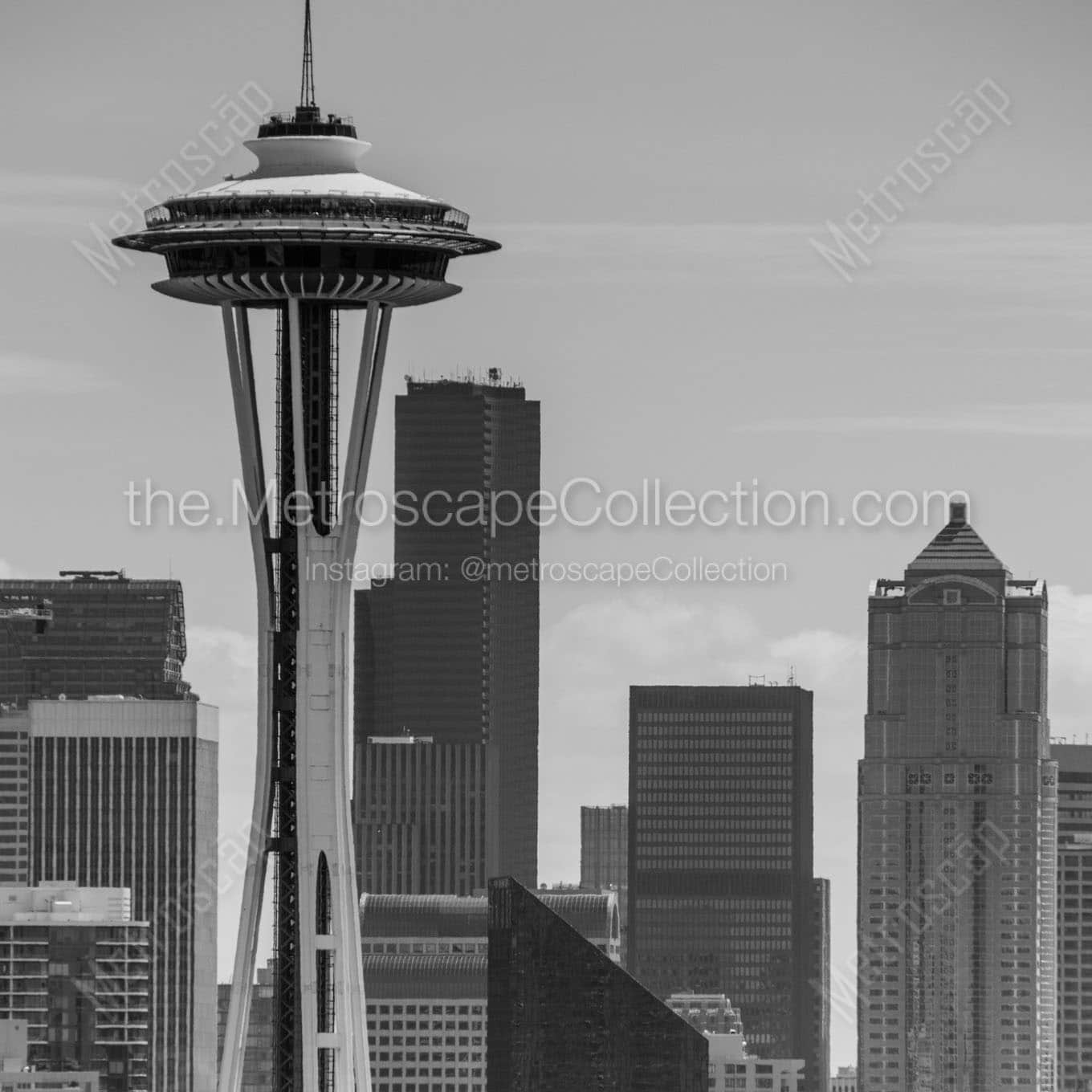 seattle skyline Black & White Office Art