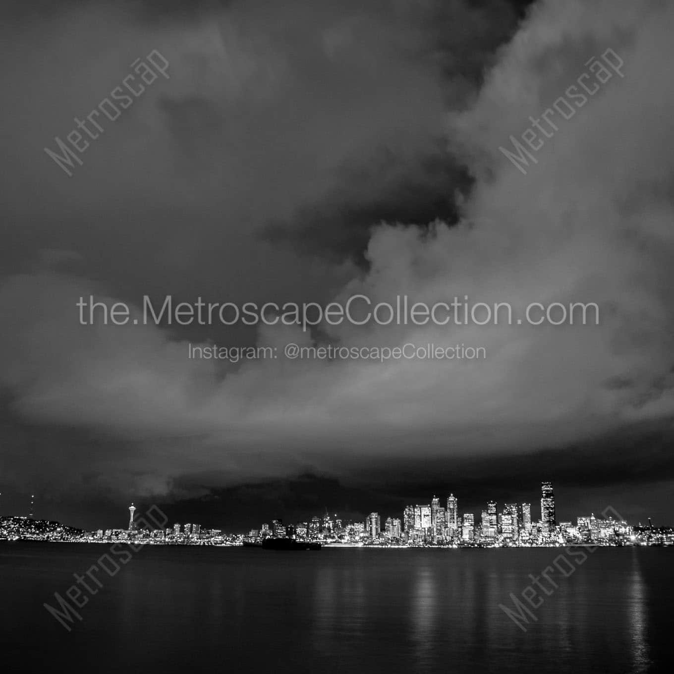 seattle skyline seacrest marina park Black & White Office Art