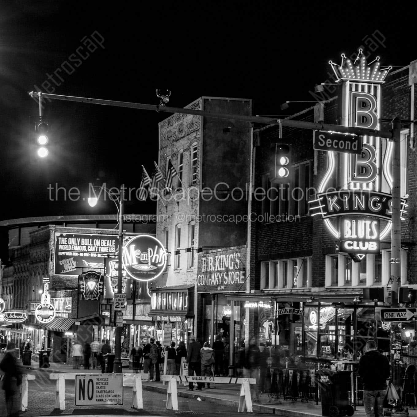 second and beale street at night Black & White Office Art