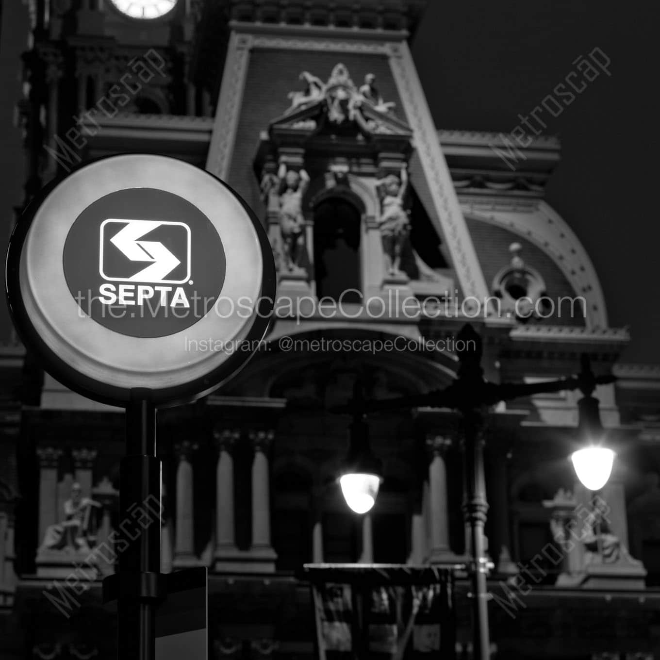 septa sign city hall Black & White Office Art