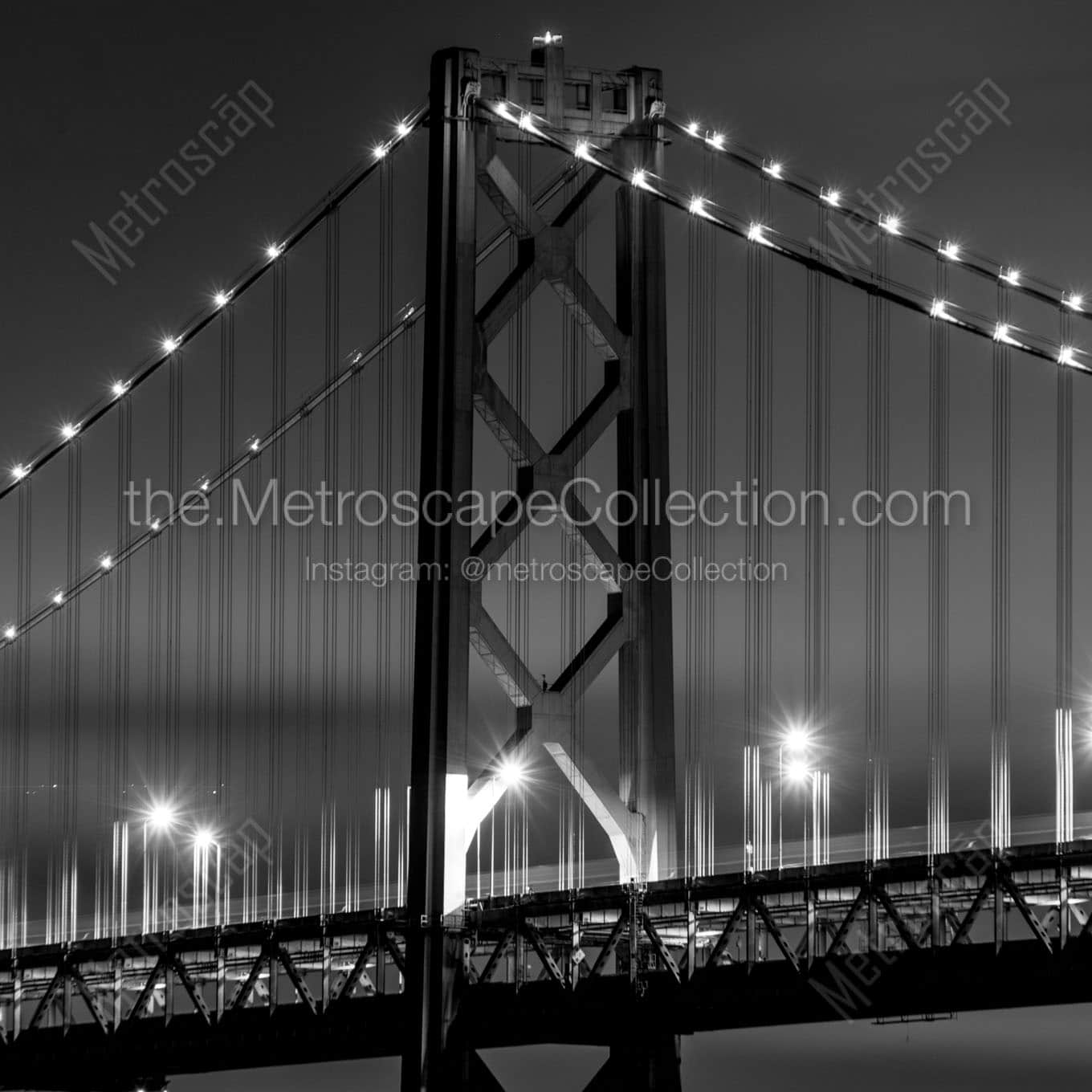sf bay bridge night Black & White Office Art