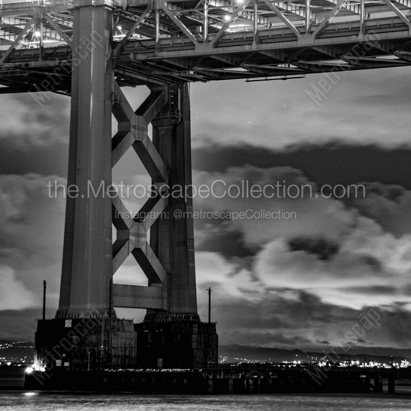 sf bay bridge support base Black & White Office Art