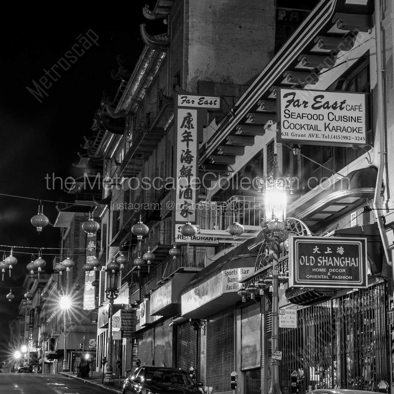 sf chinatown night cityscape Black & White Office Art