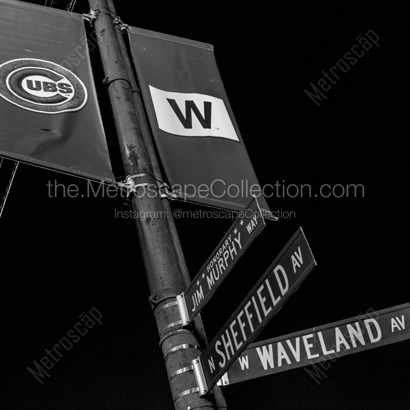 sheffield and waveland street signs Black & White Office Art