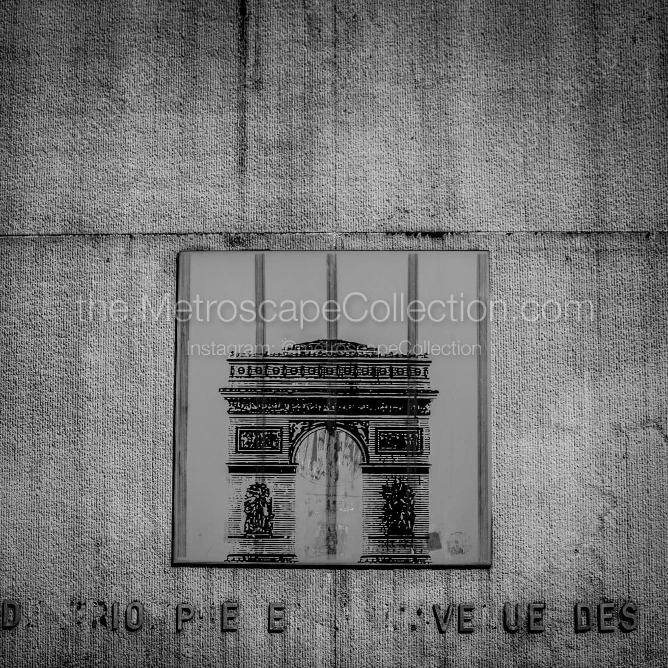 sign above arc de triomphe tunnel Black & White Office Art