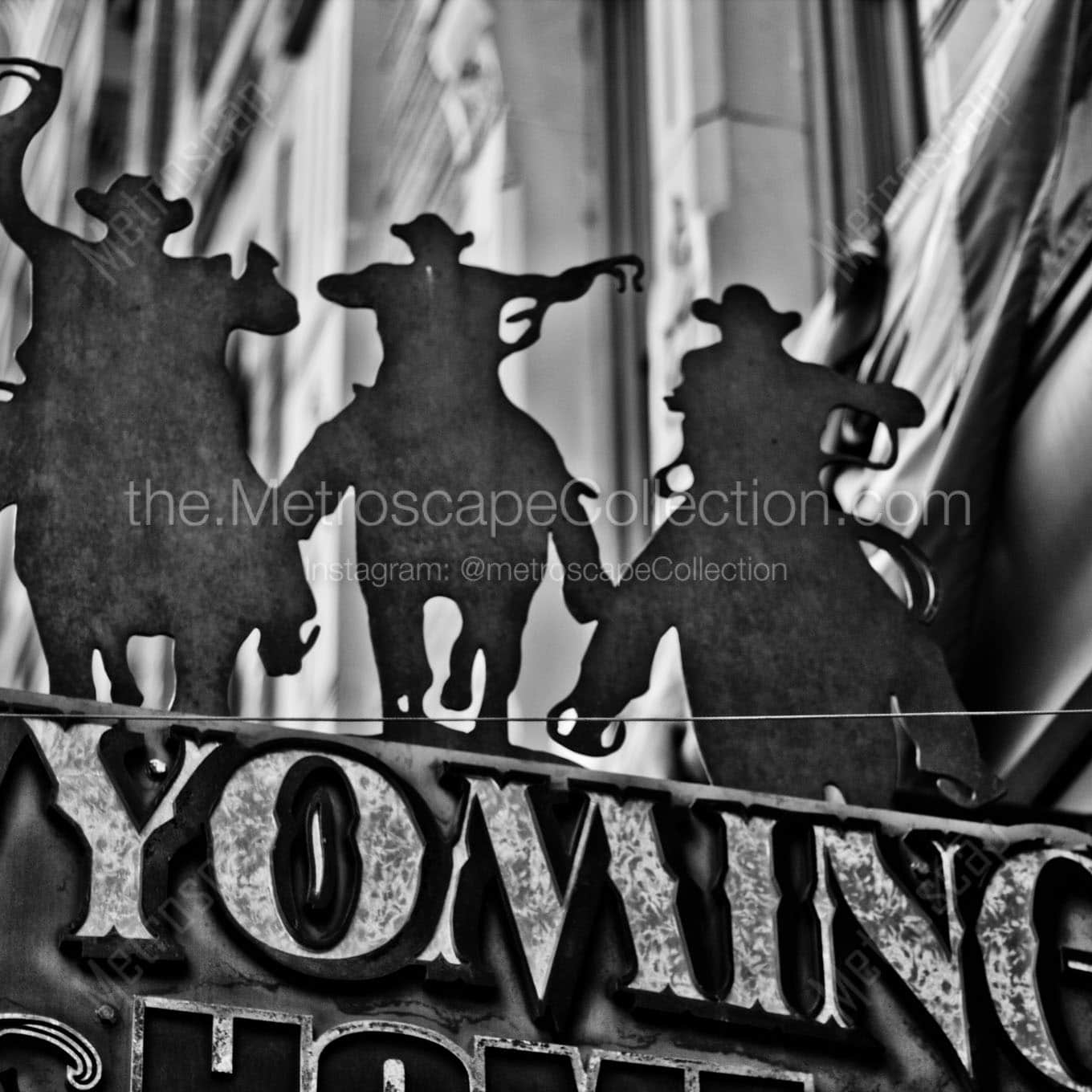 silhouette cowboys on horses Black & White Office Art