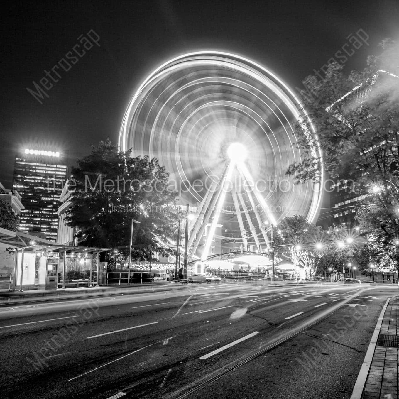 skyview atlanta ferris wheel Black & White Office Art