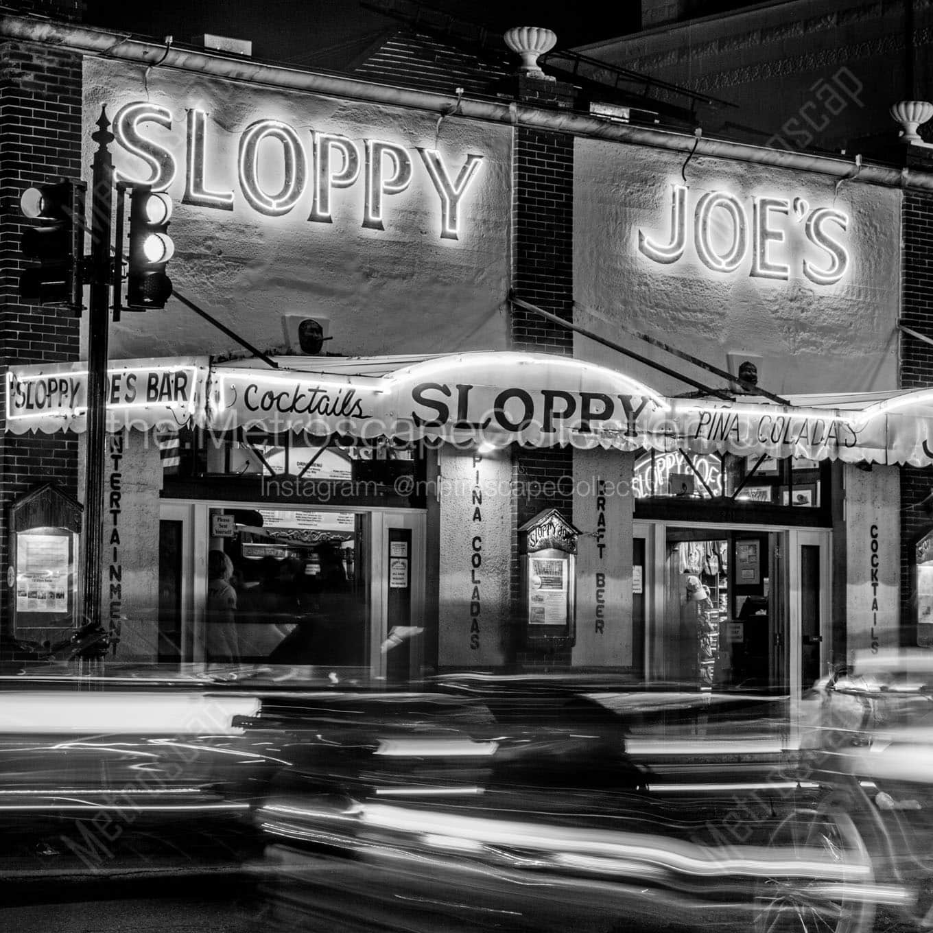 sloppy joes bar at night Black & White Office Art